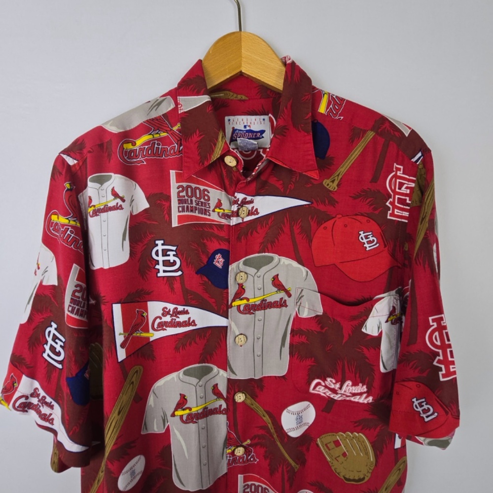 VTG Reyn Spooner St. Louis Cardinals MLB Hawaiian Shirt Rayon Mens M Collector - Picture 3 of 6